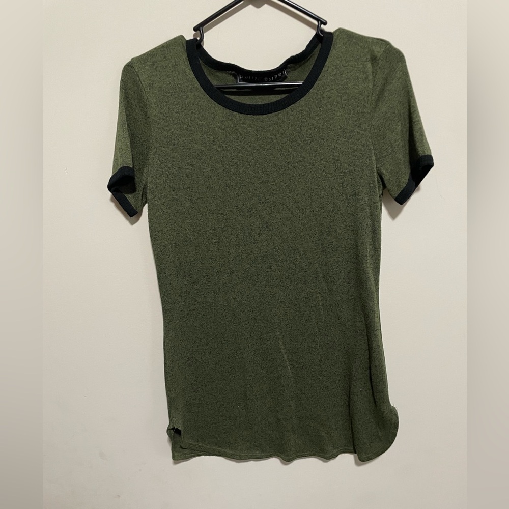 Polly & Esther Green Tee with Black Trim